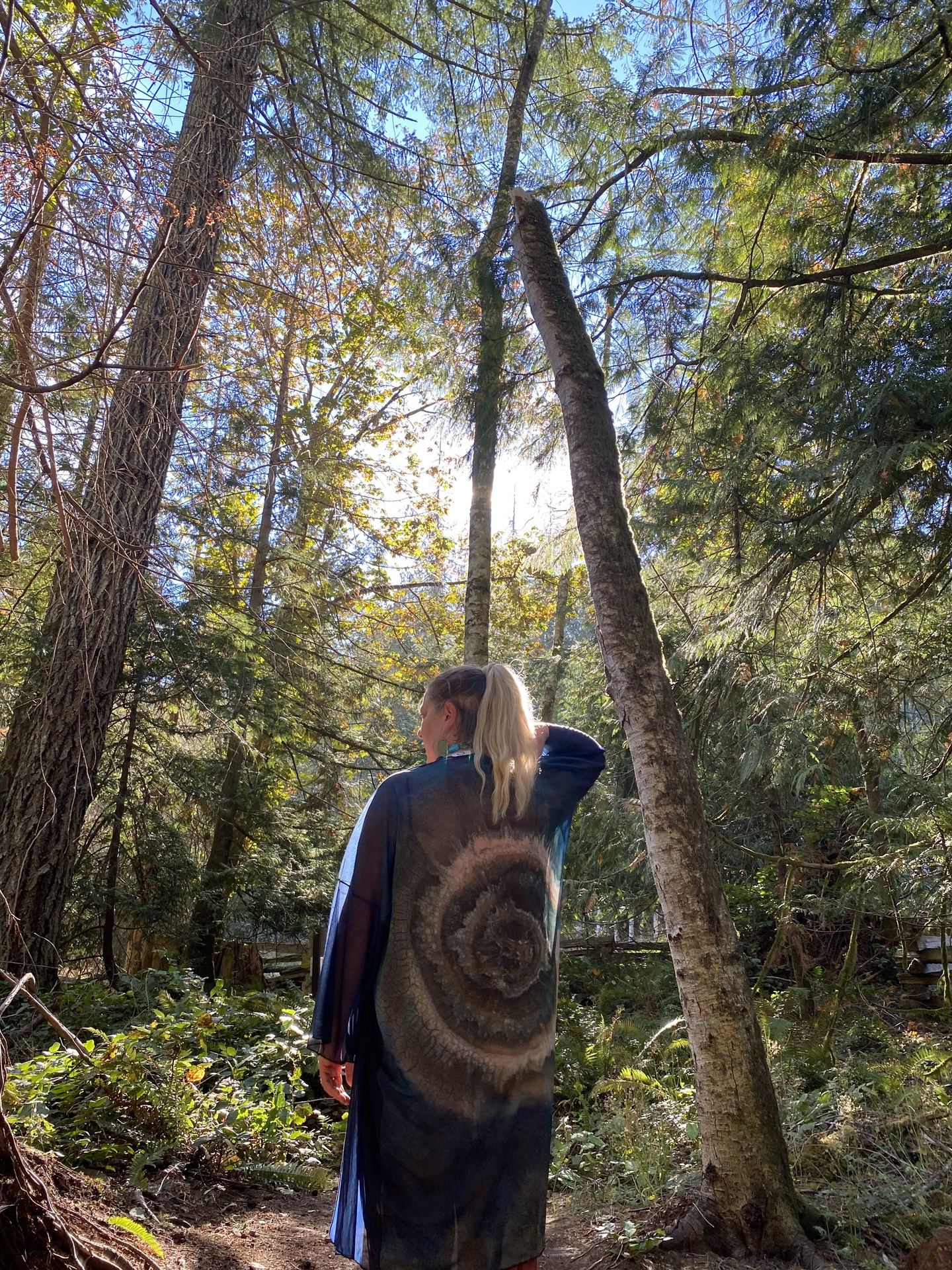 Suzanne Gay in a forest on Salt Spring Island